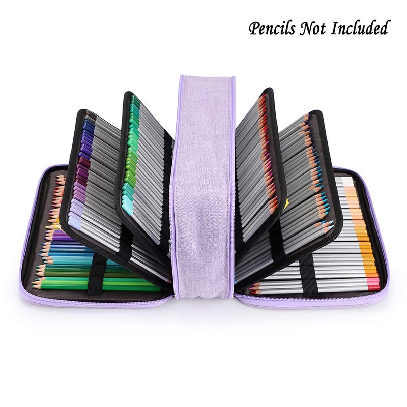 BTSKY Colored Pencil Case 300 Slots Pen Pencil Bag Organizer High Capacity Pens Holder with Double Zippers Multilayer Holder Compatible with Prismacolor Crayola Colored Pencils Watercolor Pens Purple - Image 2